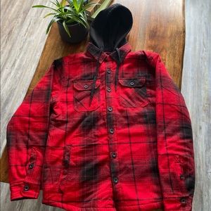 Mens plaid hooded shacket